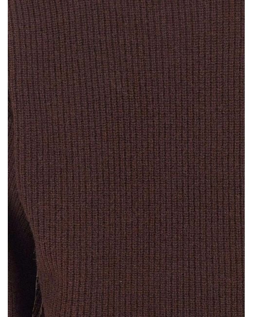 Kaos Brown Ribbed-Knit Button-Sleeve Sweater