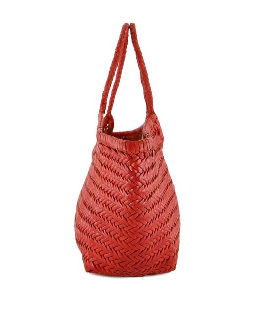 Dragon Diffusion Red Herringbone Leather Tote Bag