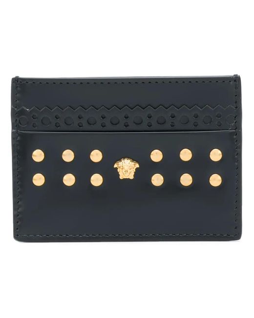 Versace Blue Studded Cardholder for men