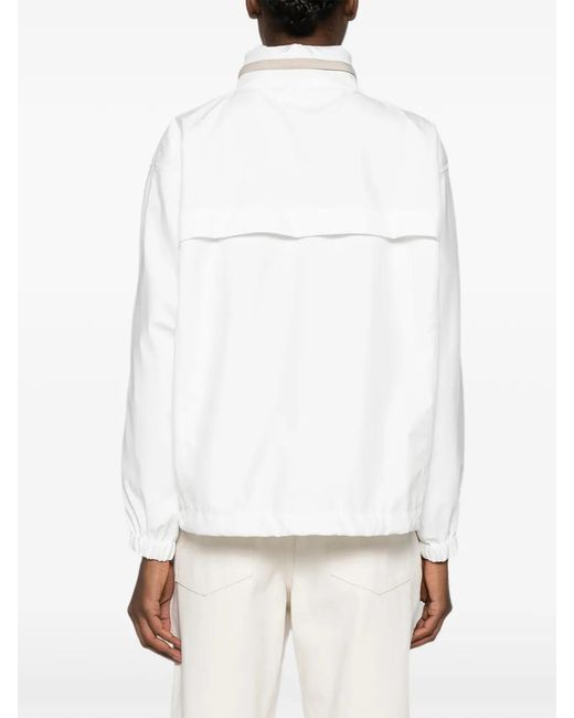 Brunello Cucinelli White Zippered Nylon Jacket