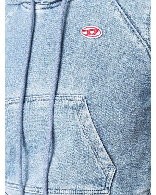 DIESEL Blue D-Angy Jeans-Hoodie mit Logo-Applikation