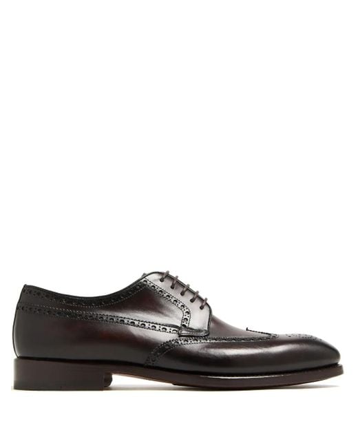 Magnanni Shoes Black Leather Brogues for men