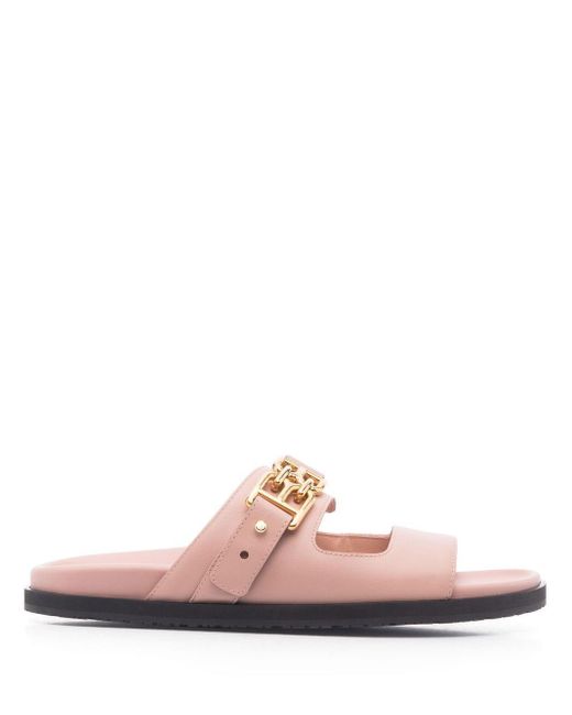Bally Logo Plaque Sandals in Pink | Lyst