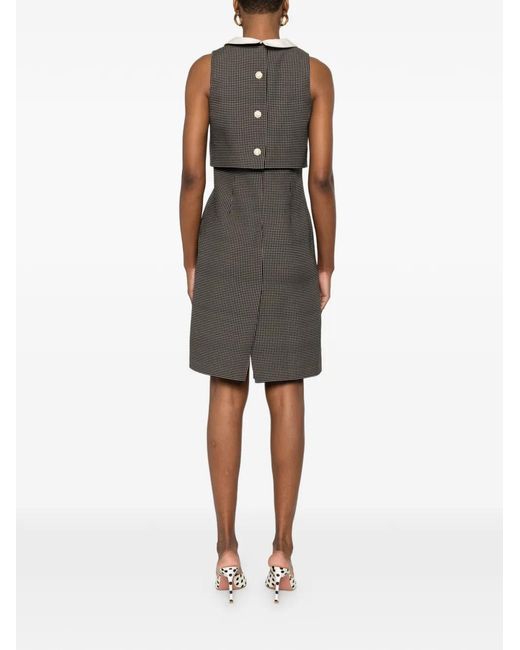 Valentino Garavani Black Patterned Collared Dress