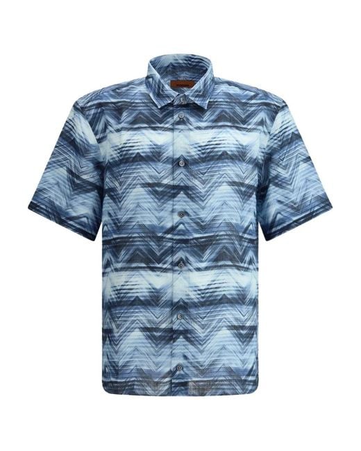 Missoni Blue Zigzag-Print Shirt for men