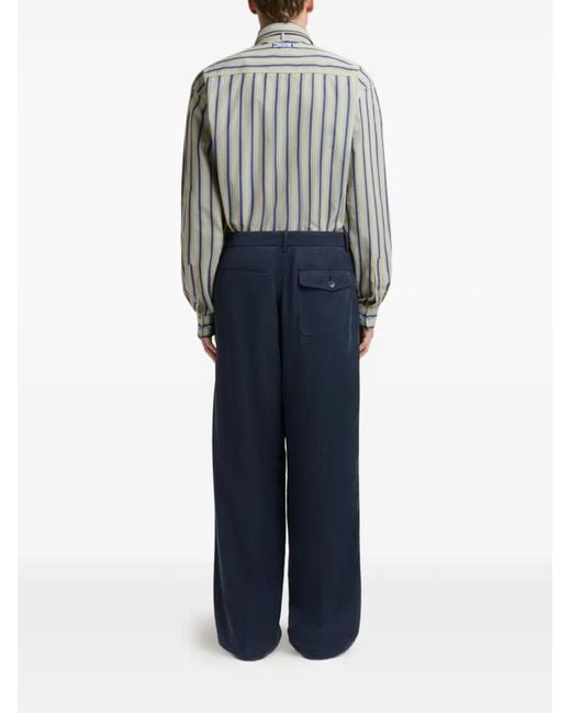Marni Blue Satin Wide-Leg Trousers for men