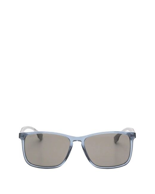 Boss Gray Rectangle-Frame Sunglasses for men