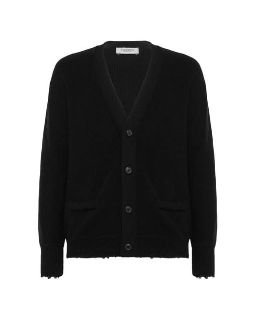 Laneus Black V-Neck Cardigan for men