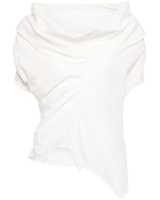 Blusa asimétrica con diseño drapeado Marc Le Bihan de color White