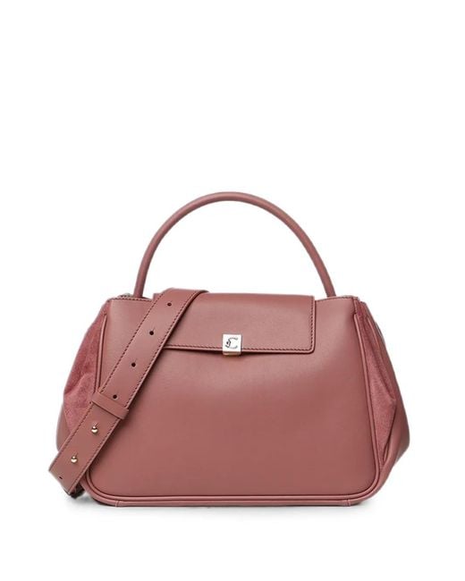 Coccinelle Pink Suede-Panelled Leather Tote Bag