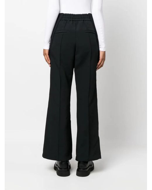 Sacai Black Stripe-Detail Straight-Leg Trousers