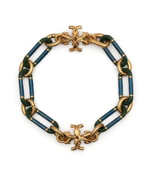 Tory Burch Roxanne Logocharm Bracelet in Green (Metallic) Lyst