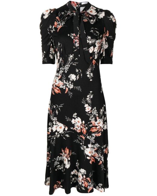 Erdem Norene Floral-print Midi Dress in Black | Lyst