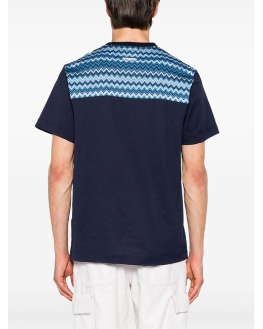 Camiseta con panel en zigzag Missoni de hombre de color Blue