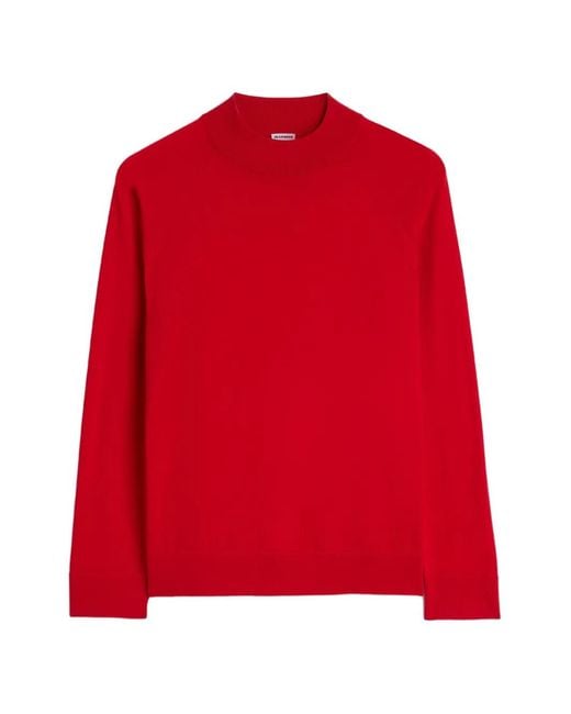 Jil Sander Red Mock-Neck Sweater for men
