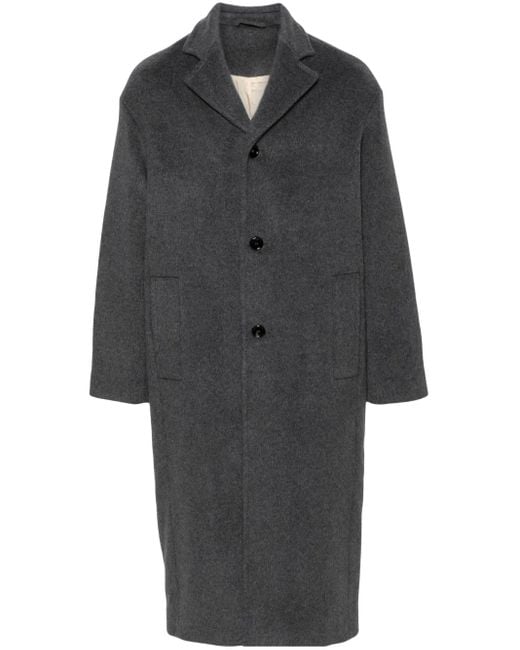 Séfr Black Notched-Lapels Single-Breasted Coat for men