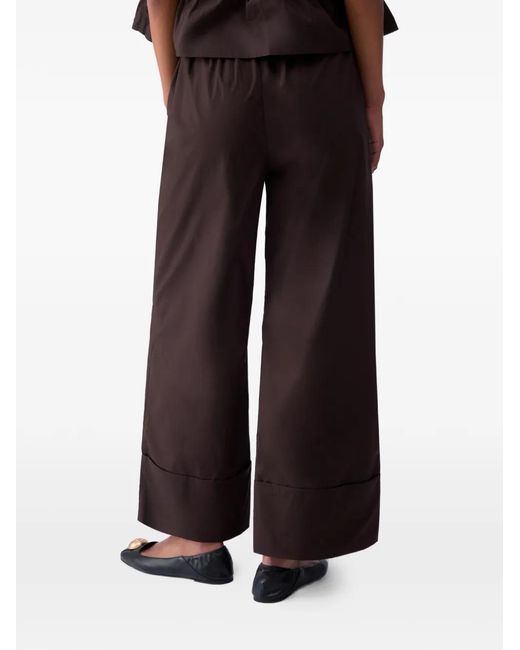 Liu Jo Brown Logo-Plaque Flared Trousers