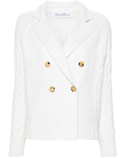 Max Mara White Micio Double-Breasted Jacket