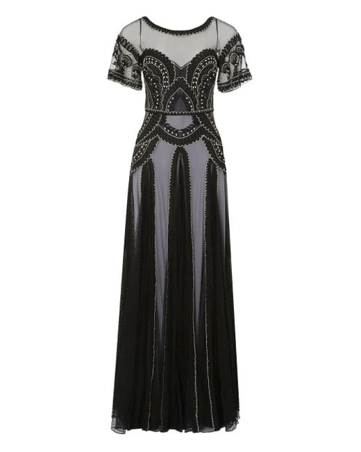 Temperley London Camile Geplooide Avondjurk Met Borduurwerk in het Black