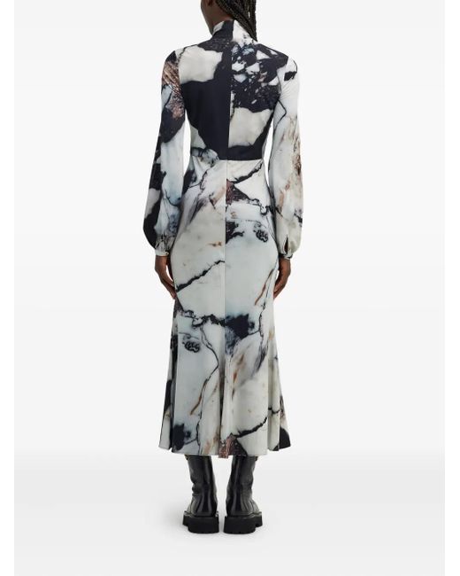 Roberto Cavalli マーブルプリント ハイネックドレス Gray