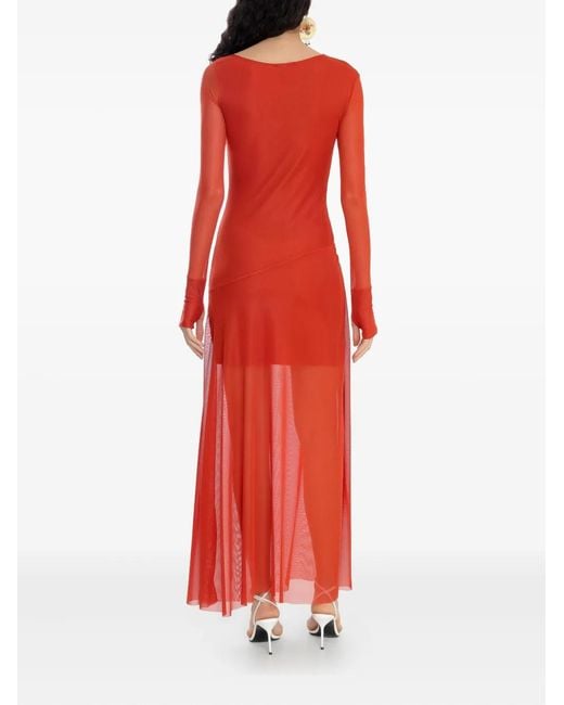Amir Slama Red X Astrid Mesh Maxi Dress