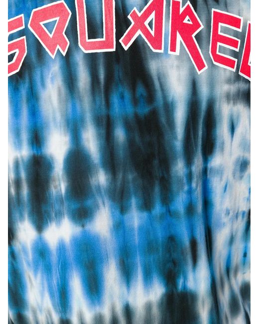 DSquared² Blue Tie-Dye Logo Print T-Shirt for men