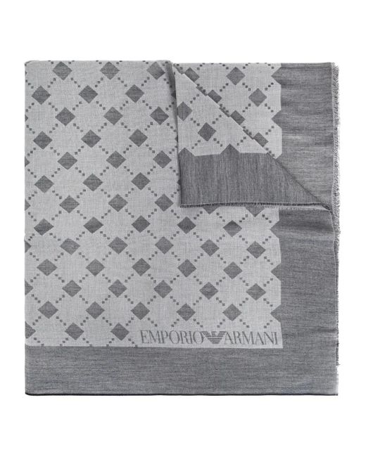 メンズ Emporio Armani モノグラム スカーフ Gray