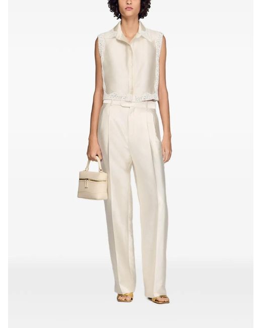 Sandro White Satin Trousers