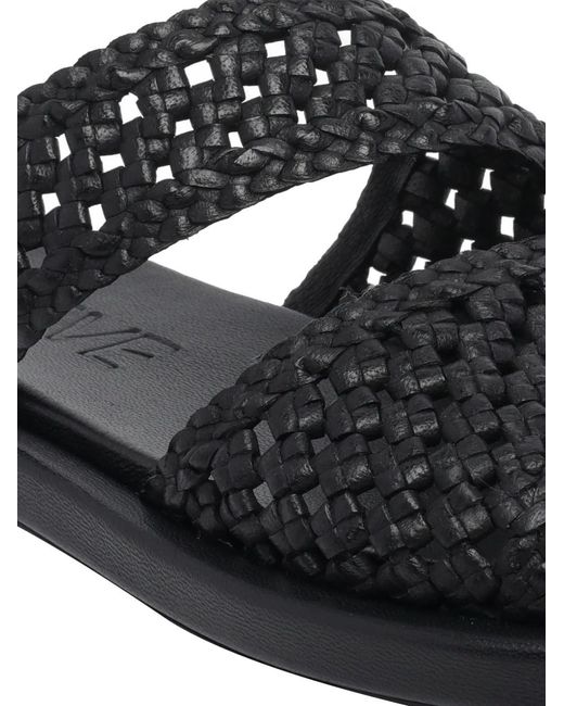 Poeve Black Delphine Woven Leather Sandals