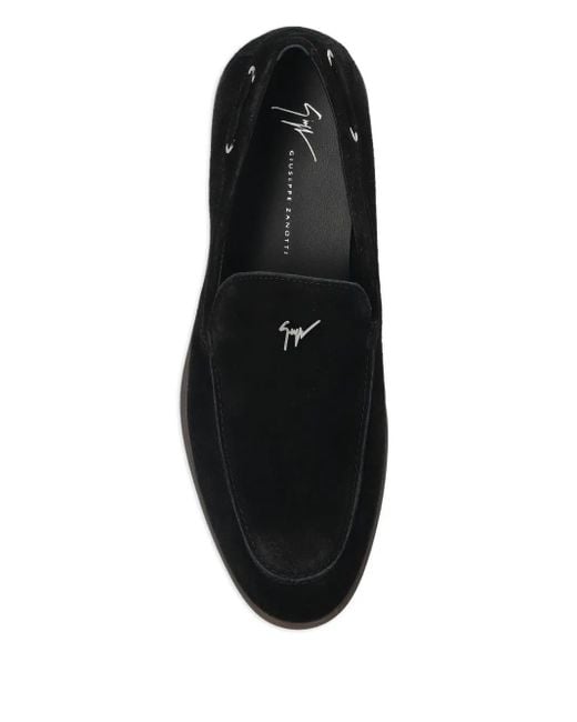 Giuseppe Zanotti Black Logo-Plaque Loafers for men