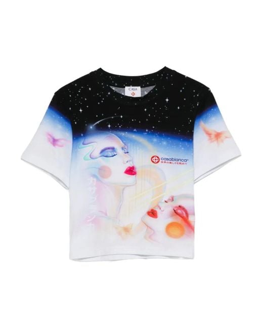 Casablanca Black T-Shirt mit kosmischem Print