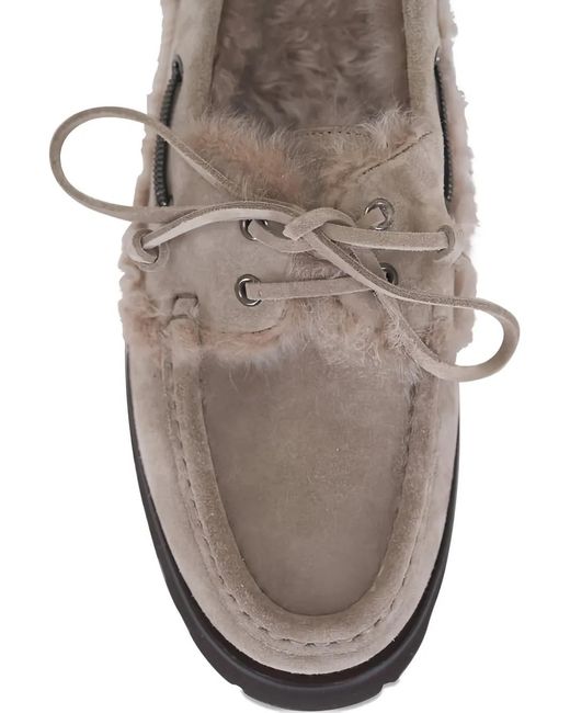Brunello Cucinelli Brown Shearling-Trimmed Suede Loafers