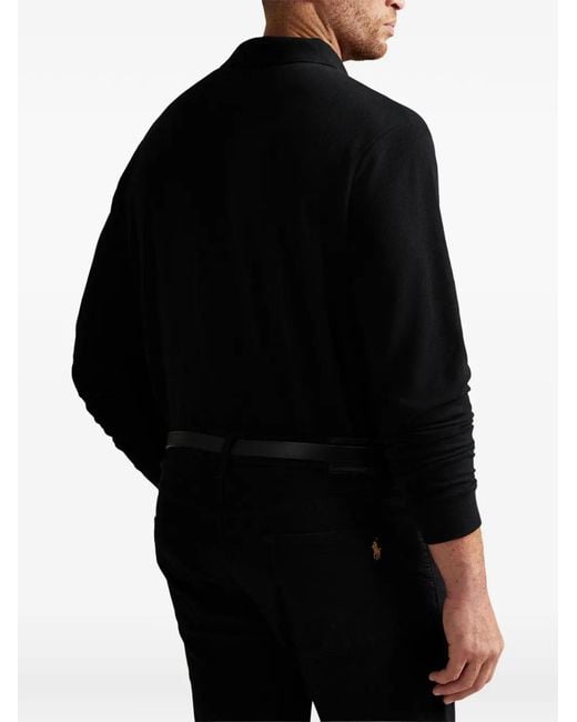Polo Ralph Lauren Black Long-Sleeve Mesh Polo Shirt for men
