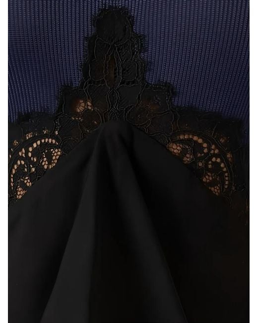 Christopher Esber Blue Endrey Disconnect Lace-Trim Ruffled Maxi Dress