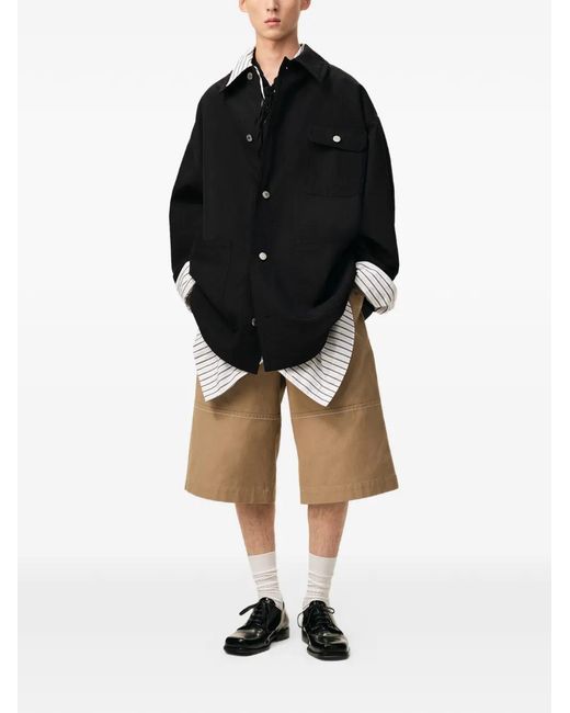 AMI Black Buttoned Wool Worker Jacket