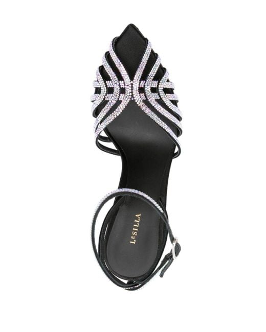 Le Silla White Embrace 105mm Crystal-embellished Sandals