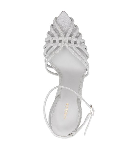 Le Silla White Embrace 110mm Glitter Sandals