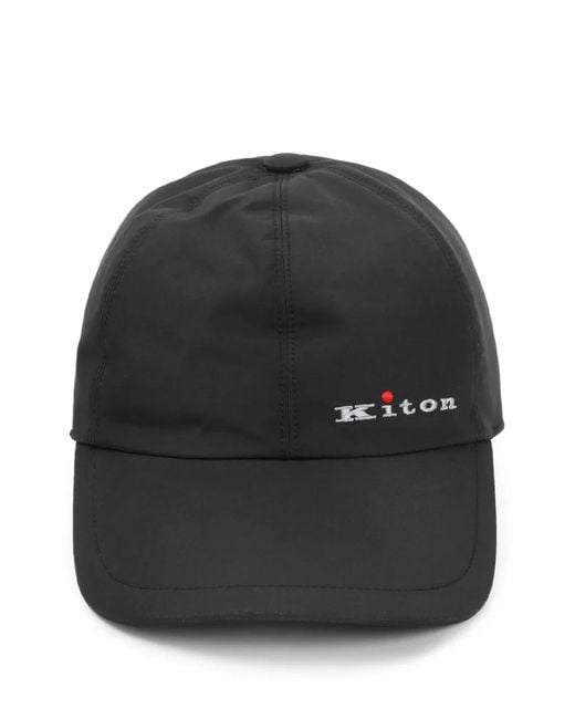 Kiton Black Embroidered-Logo Baseball Cap for men