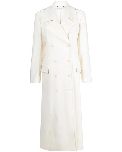 Stella McCartney White Double-Breasted Wool Coat