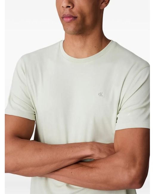 Calvin Klein White Round-Neck Logo-Detail T-Shirt for men