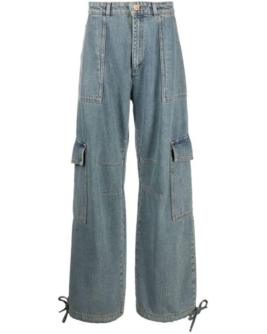 Moschino Blue Halbhohe Wide-Leg-Jeans