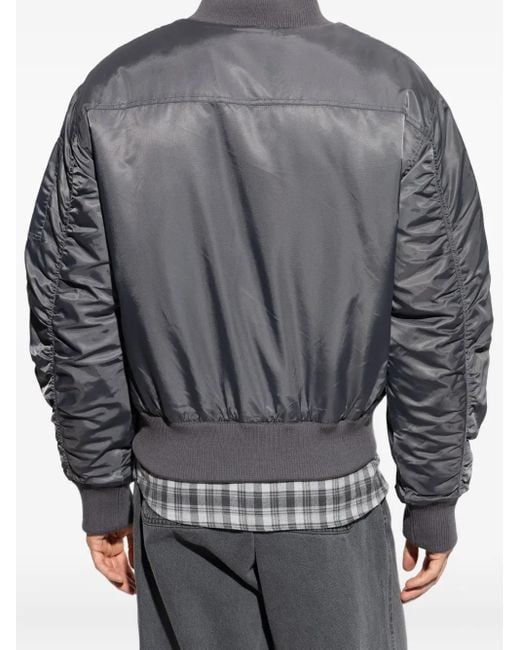 Officine Generale Gray Padded Zip-Up Bomber Jacket for men