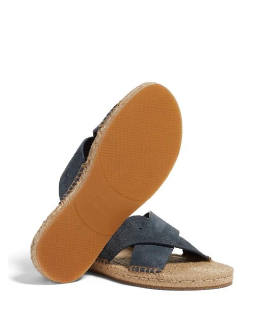Zegna Blue Crossover-Strap Suede Espadrilles for men