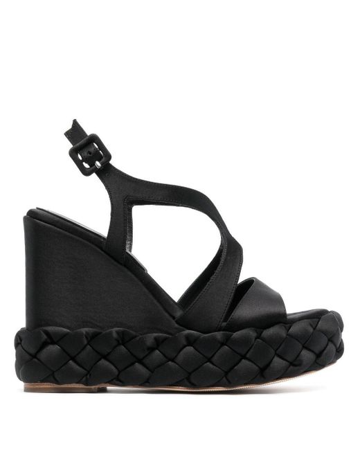 Paloma Barceló Ona Braided Wedge Sandals in Black | Lyst