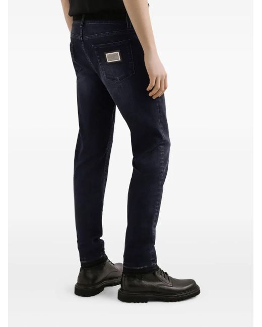 Dolce & Gabbana Blue Frayed-Hem Jeans for men
