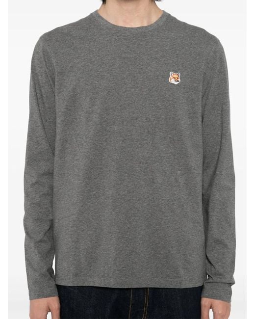 Maison Kitsuné Gray Bold Fox Head Patch T-Shirt for men