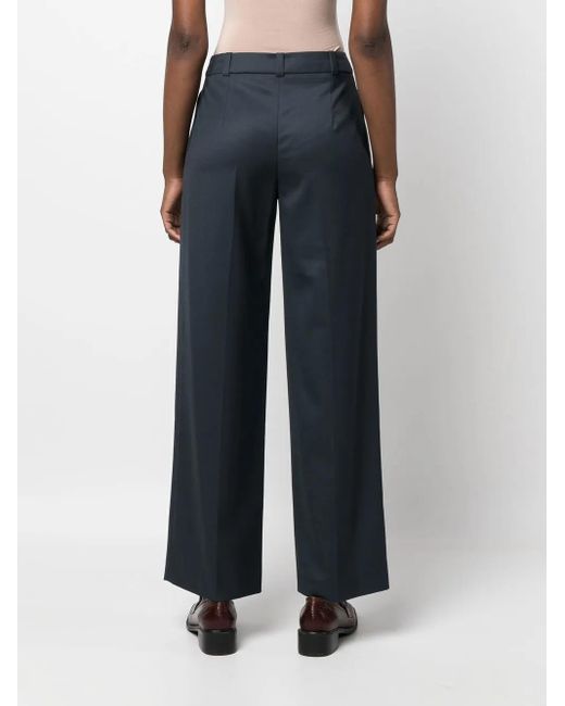 Low Classic Blue Wool-Blend Straight-Leg Trousers