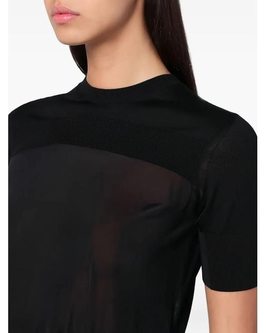 Sportmax Black Ribbed-Hem T-Shirt