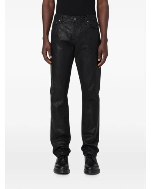 Victory Gate Black Coated Slim-Fit Jeans for men