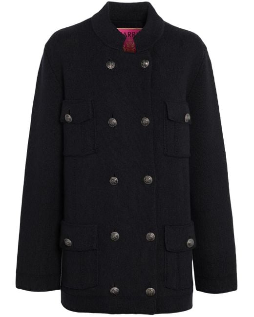 Barrie Black Double-Breasted Military Coat